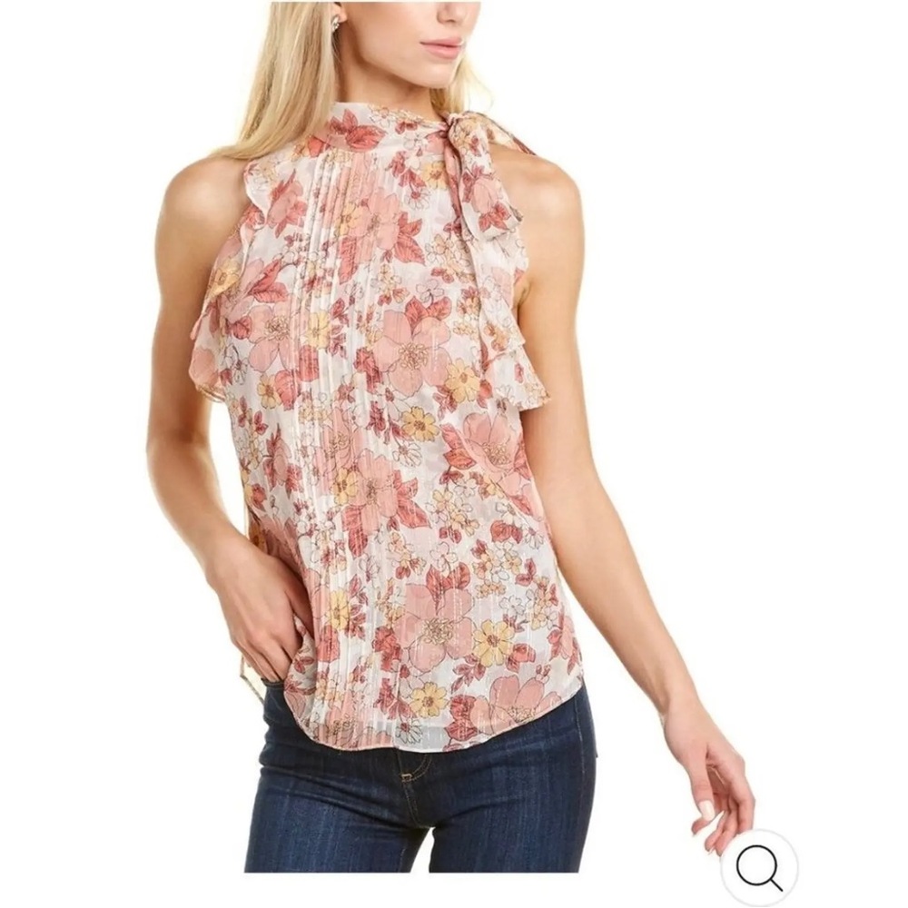 Veronica Beard Pink and Cream Floral Top
